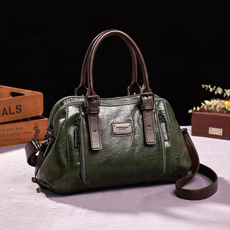 Women's Genuine Leather Crossbody Tote Handbag