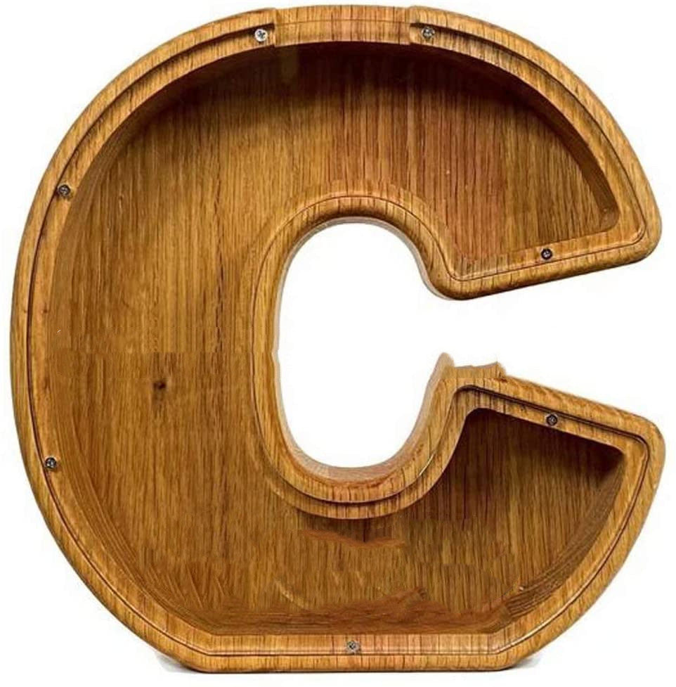 Nordic Wooden Letter Piggy Bank – Handmade Alphabet Coin Box (A–Z)