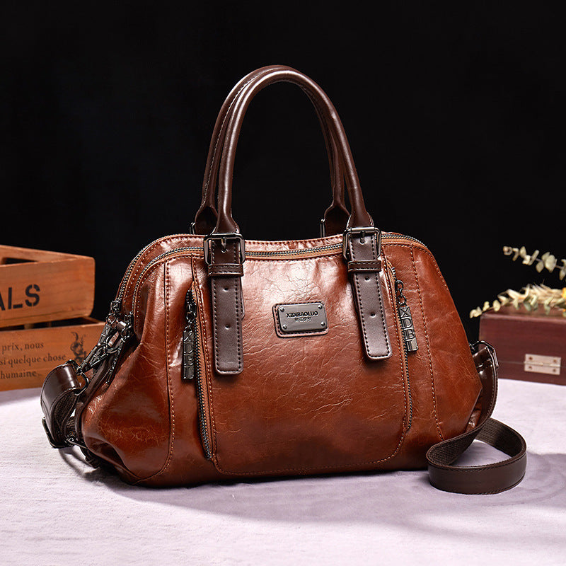 Women's Genuine Leather Crossbody Tote Handbag