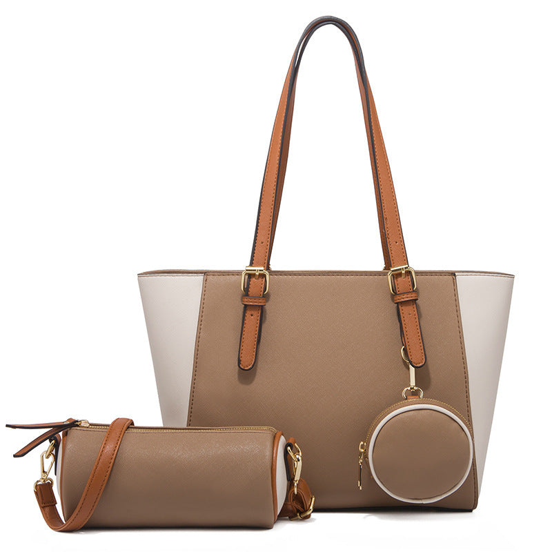 Three-in-One Saffiano PU Leather Shoulder Bag Set – Retro Elegance Edition
