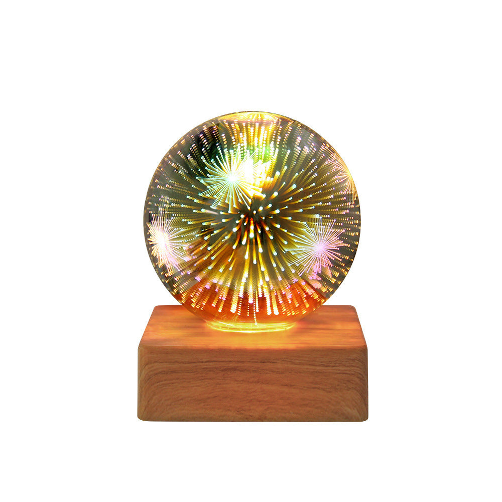 USB 3D Firework Crystal Ball Night Light – Romantic LED Starry Glow