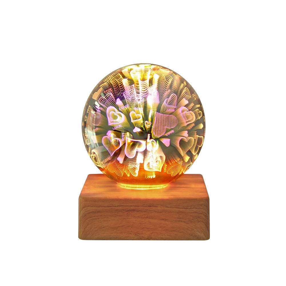 USB 3D Firework Crystal Ball Night Light – Romantic LED Starry Glow