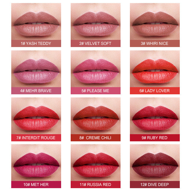 Red Tube Lipstick Series – Matte Mist Lip Balm, Long-Lasting, Waterproof, Non-Drying