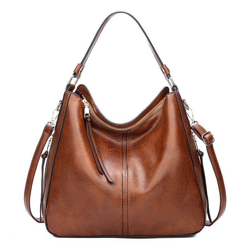 Women's Hobos Zipper Bucket Bag – Adjustable Shoulder Strap, High-Capacity PU Handbag