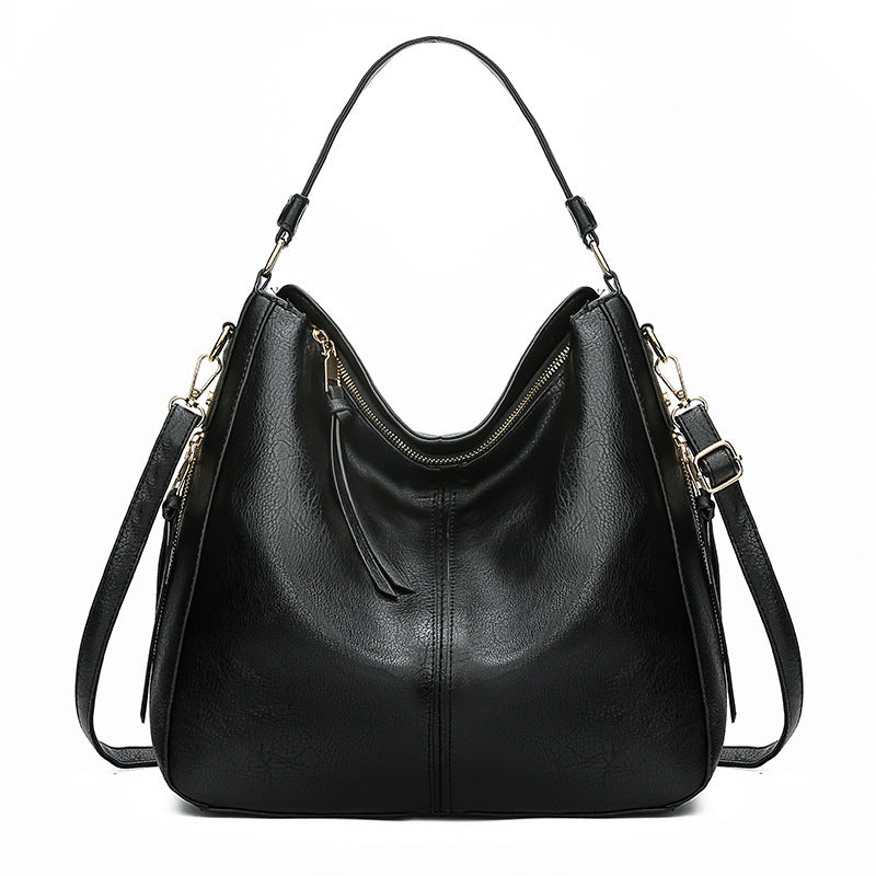 Women's Hobos Zipper Bucket Bag – Adjustable Shoulder Strap, High-Capacity PU Handbag