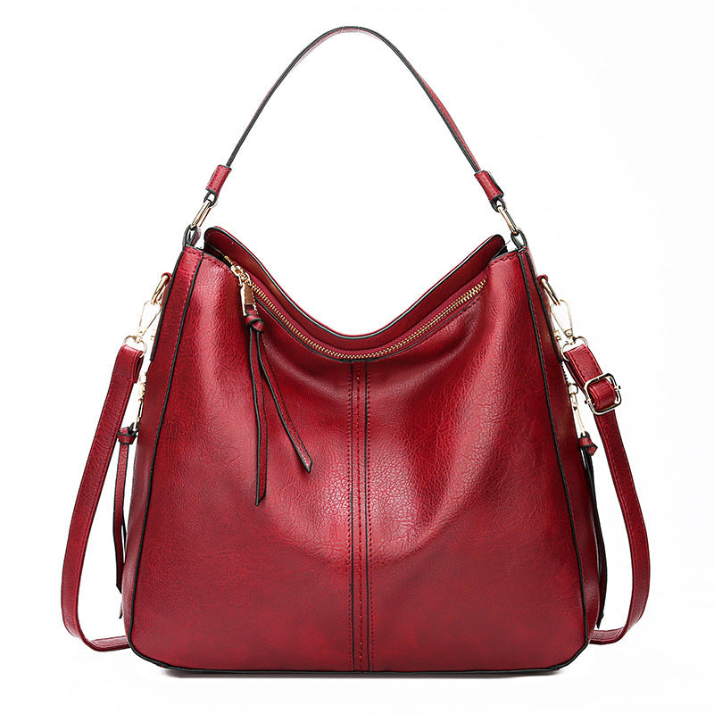 Women's Hobos Zipper Bucket Bag – Adjustable Shoulder Strap, High-Capacity PU Handbag