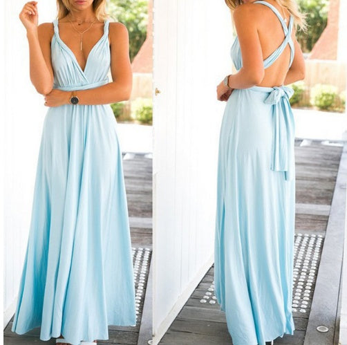 Multiway Sexy Backless Maxi Dress – Floor-Length Bandage Clubwear & Bridesmaid Gown