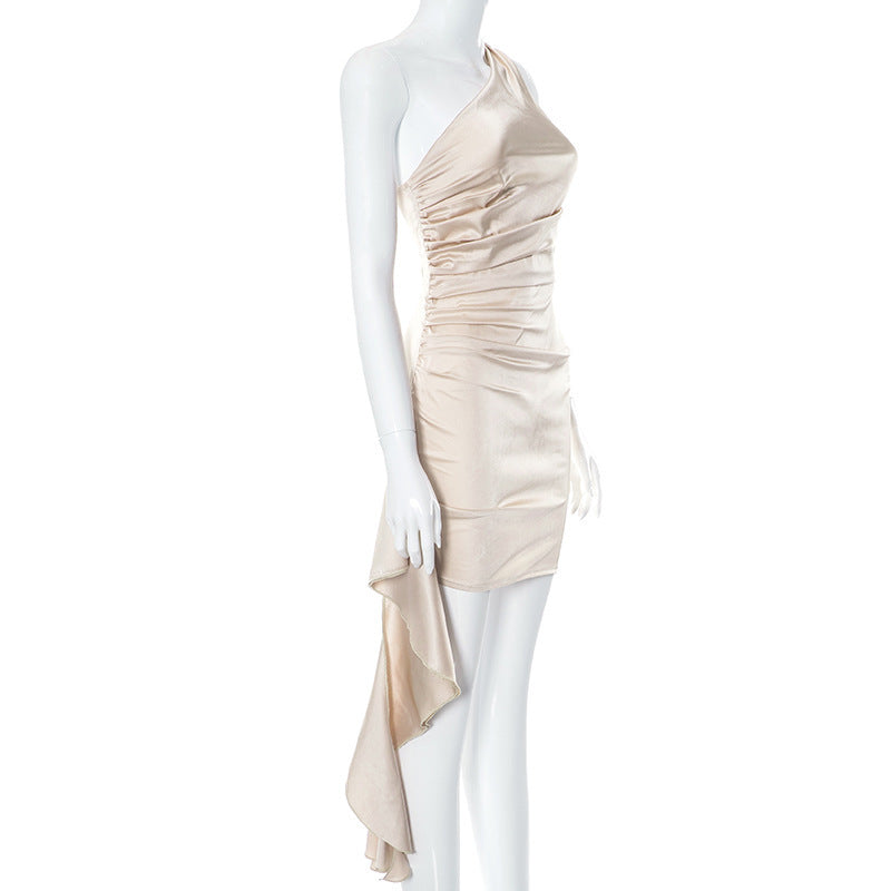 One-Shoulder Backless Mini Dress – Sexy Sleeveless Party Dress for Women