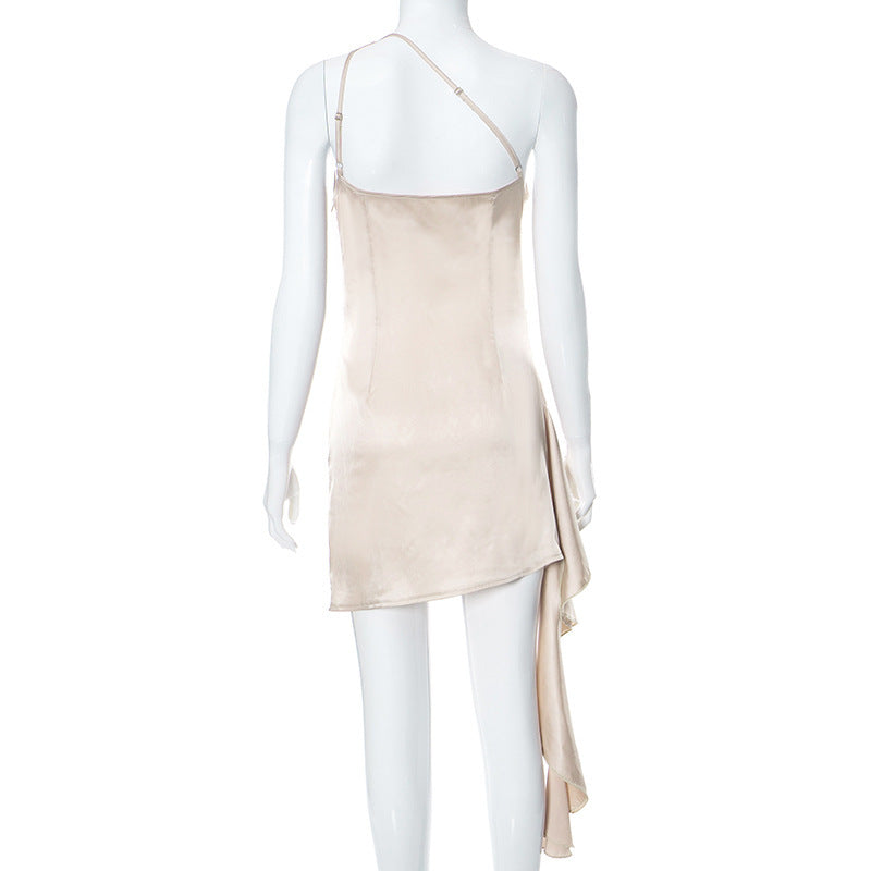 One-Shoulder Backless Mini Dress – Sexy Sleeveless Party Dress for Women
