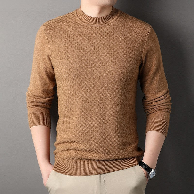 Pure Color Half Collar Men's Slim Fit Sweater Base Sweater