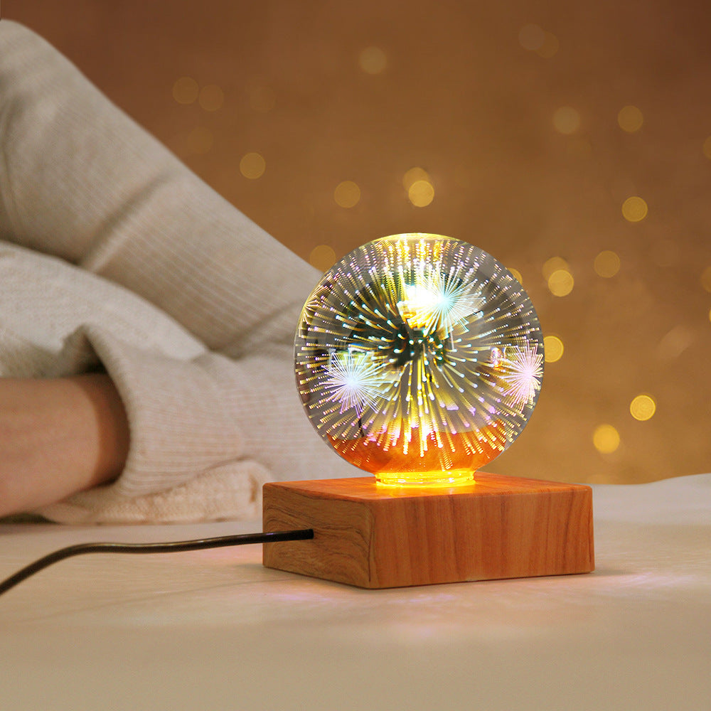 USB 3D Firework Crystal Ball Night Light – Romantic LED Starry Glow