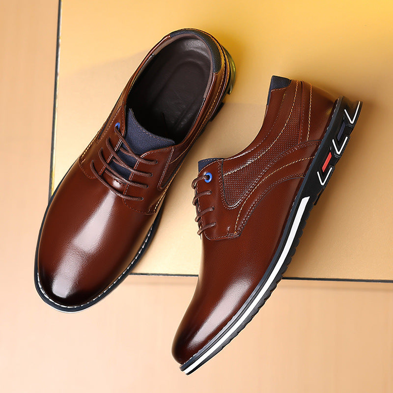 Men's Casual PU Leather Work Shoes – Black & Brown | GrabliWorld
