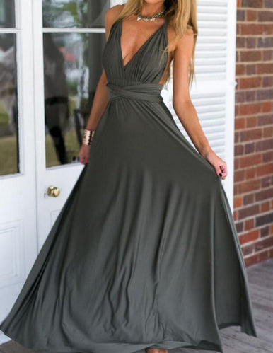 Multiway Sexy Backless Maxi Dress – Floor-Length Bandage Clubwear & Bridesmaid Gown