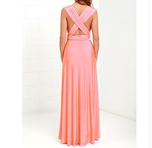 Multiway Sexy Backless Maxi Dress – Floor-Length Bandage Clubwear & Bridesmaid Gown