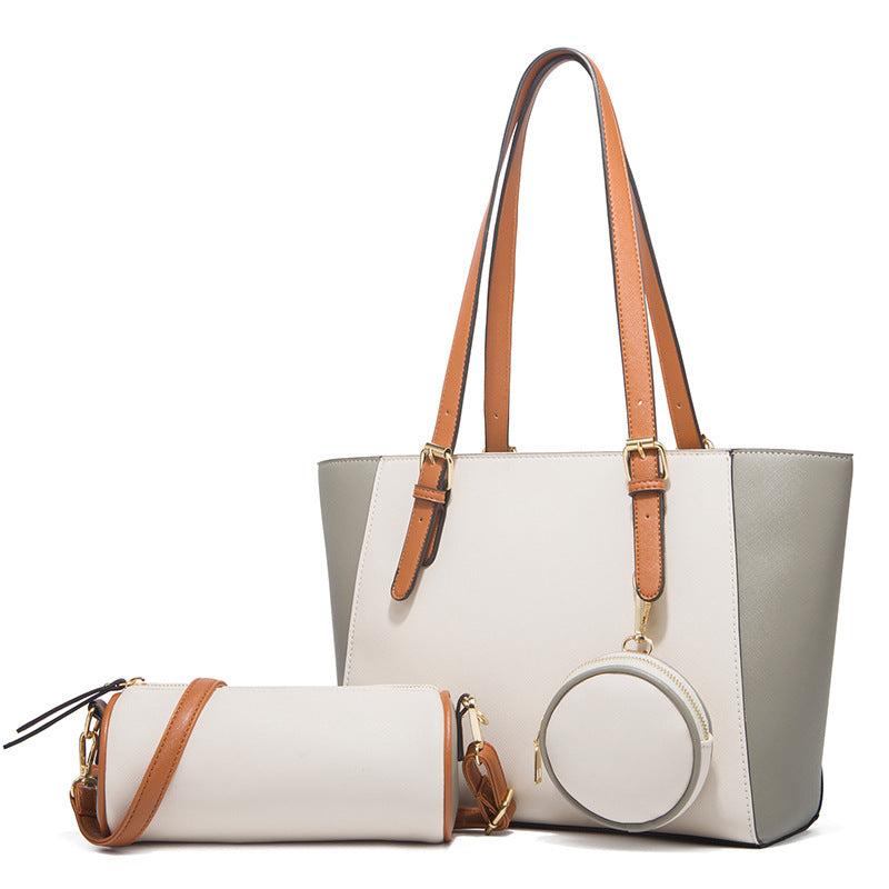 Three-in-One Saffiano PU Leather Shoulder Bag Set – Retro Elegance Edition