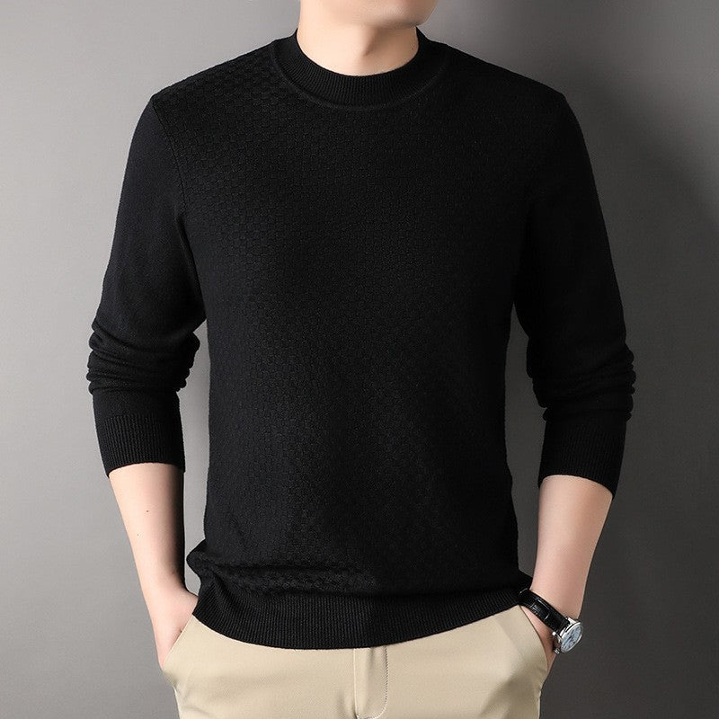 Pure Color Half Collar Men's Slim Fit Sweater Base Sweater