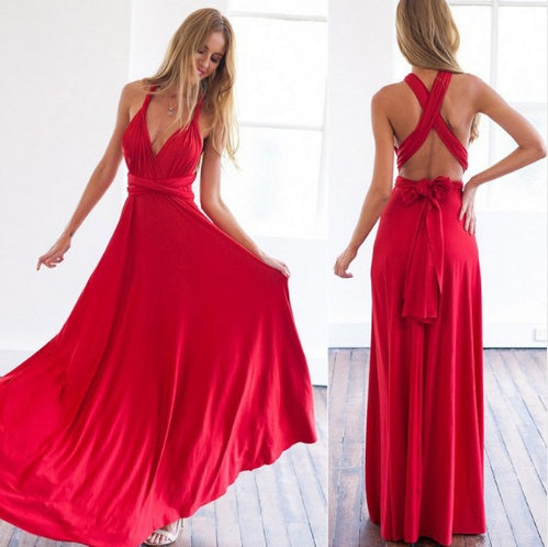 Multiway Sexy Backless Maxi Dress – Floor-Length Bandage Clubwear & Bridesmaid Gown