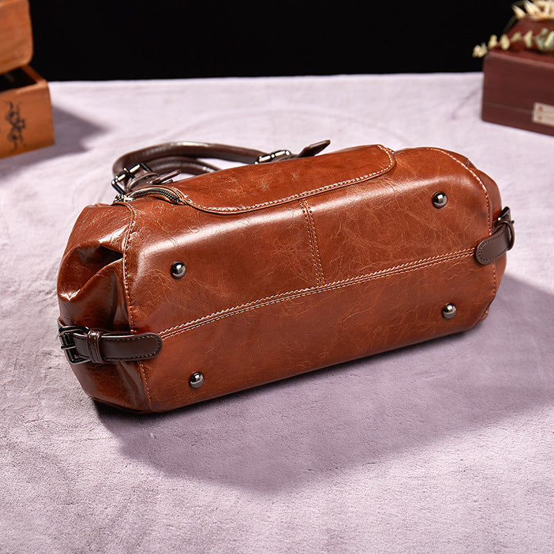 Women's Genuine Leather Crossbody Tote Handbag