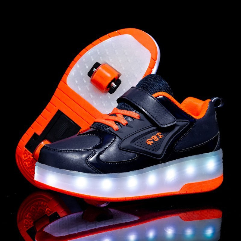 Rechargeable LED Roller Shoes for Kids – Double PU Wheels with Light-Up Sole