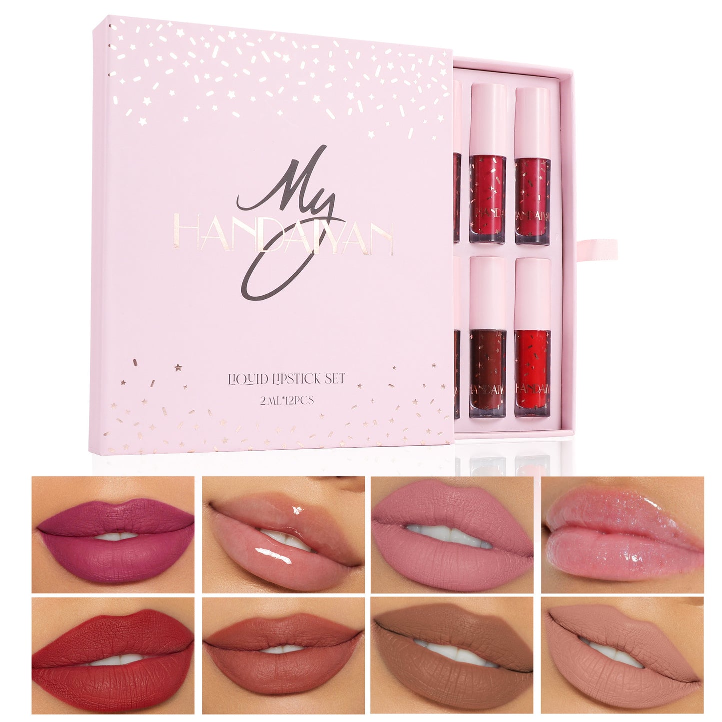 12-Color Lip Glaze Set – Waterproof, Non-Stick, Long-Lasting Finish