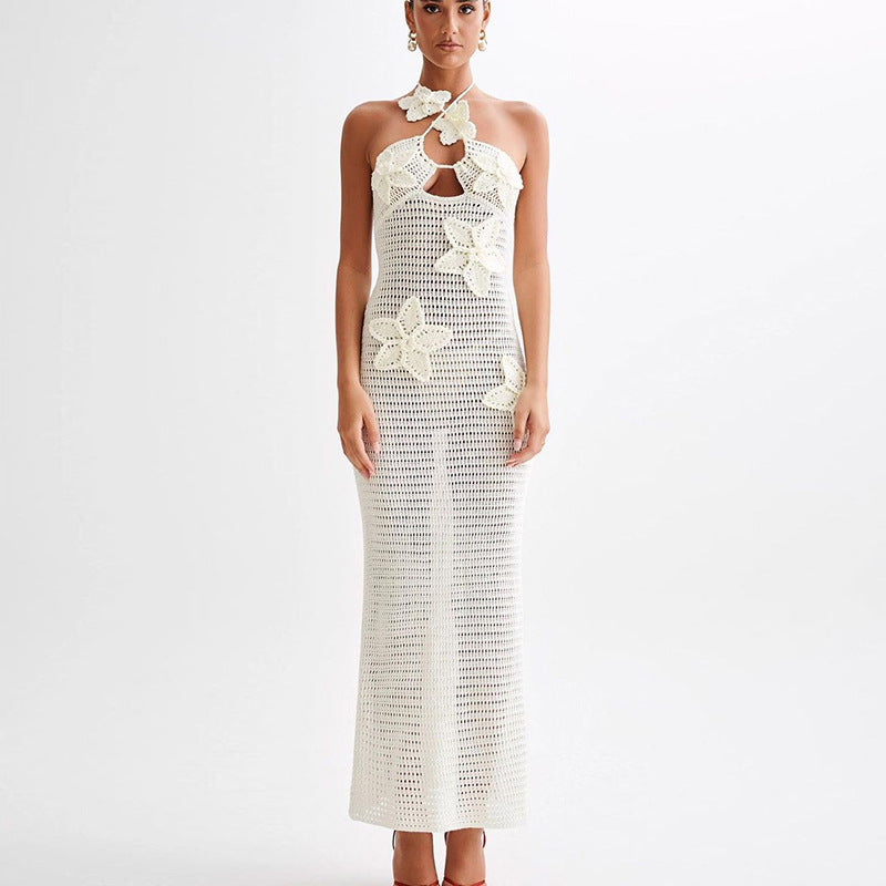 Slim Halterneck Star Print Maxi Dress – Summer Seaside Beachwear