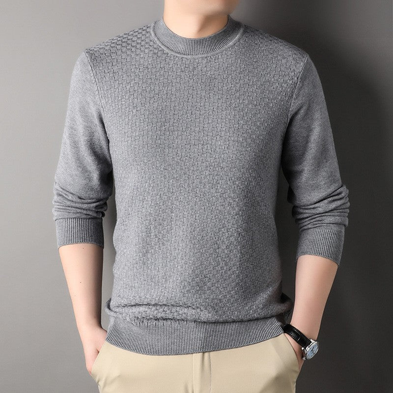 Pure Color Half Collar Men's Slim Fit Sweater Base Sweater