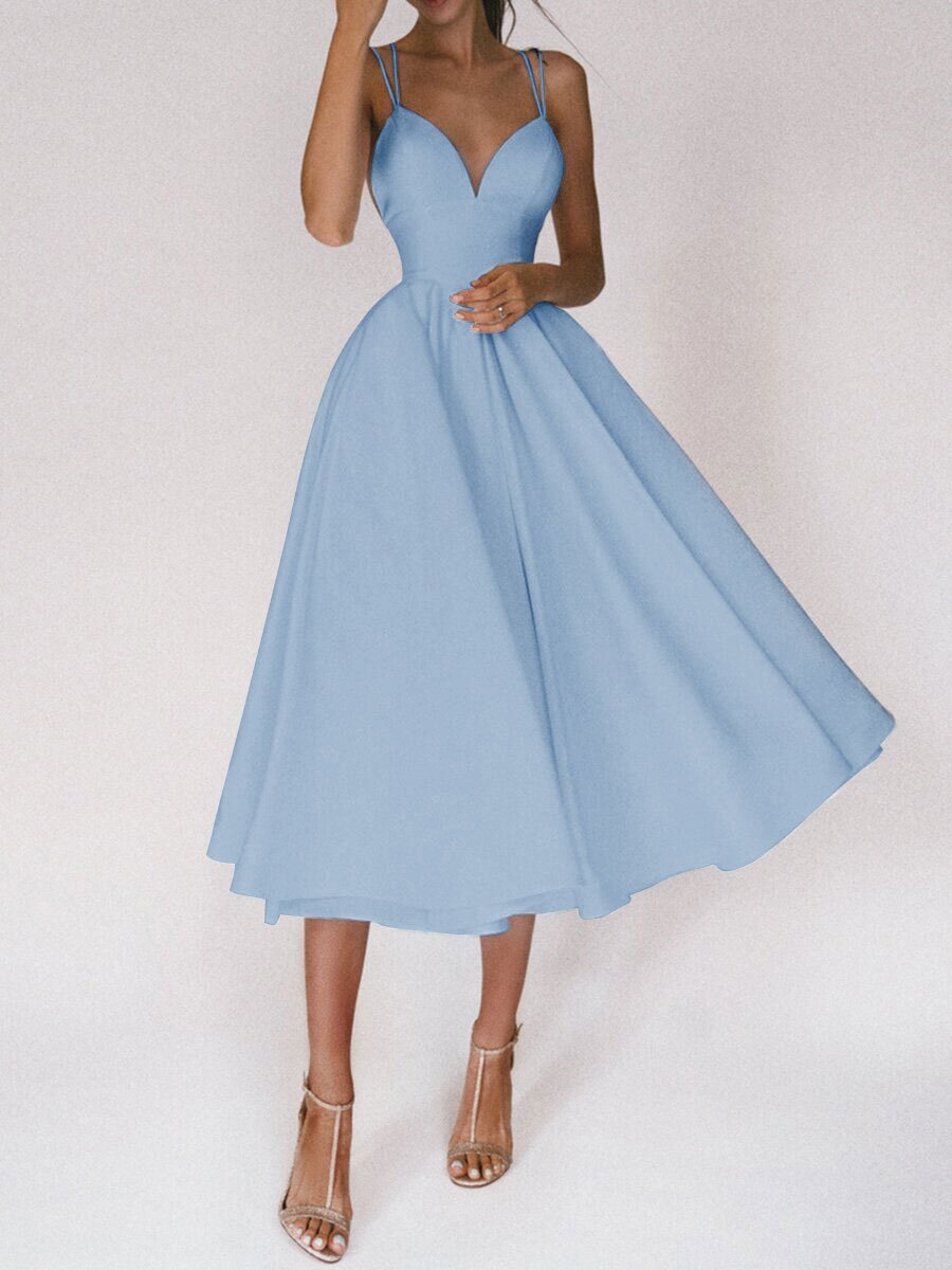 Sexy V-neck Suspender A-Line Long Dress – Summer Elegant Pullover Dress for Women