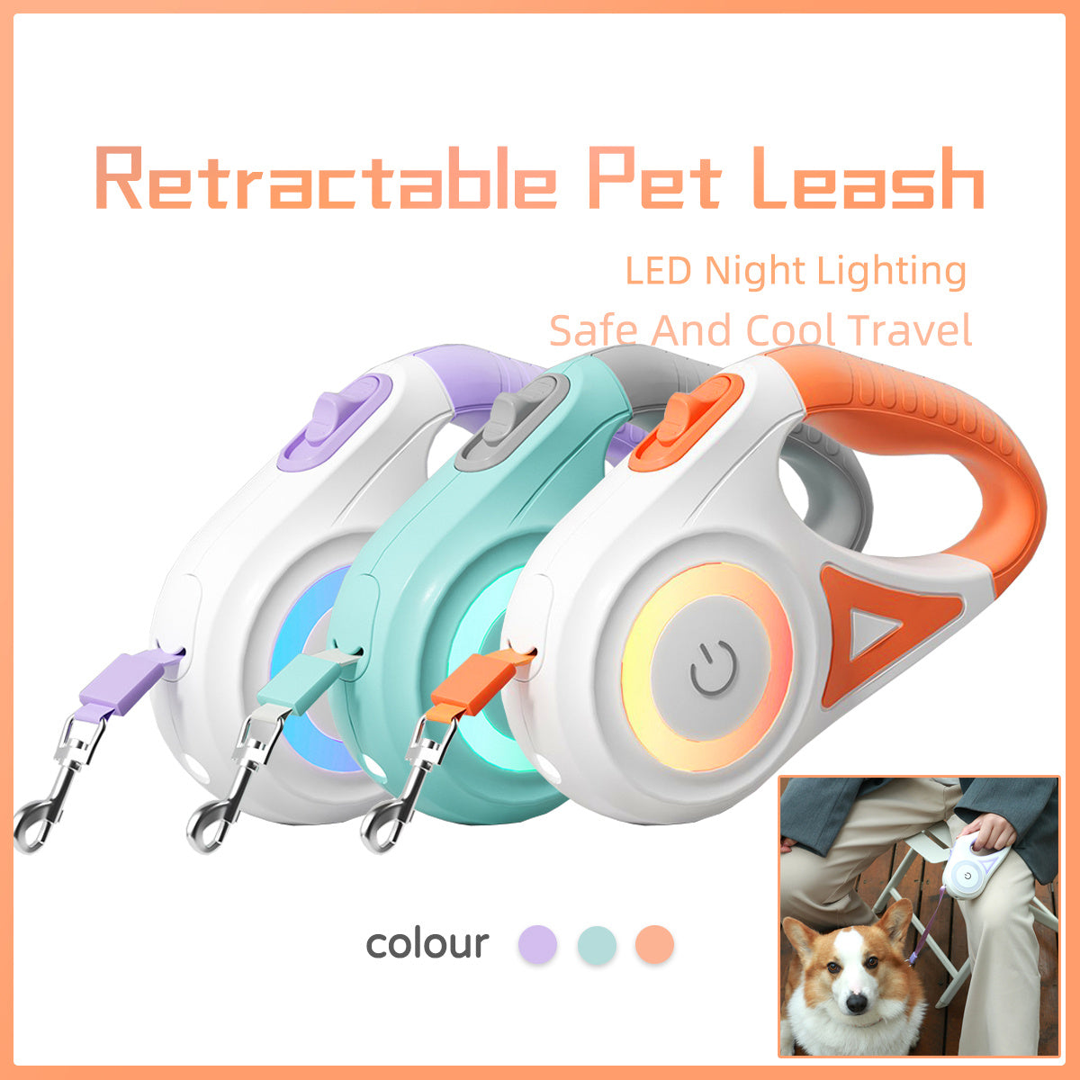 Dog Leash Retractable Leash and Dog Collar – Automatic Pet Traction Rope for Small & Medium Dogs