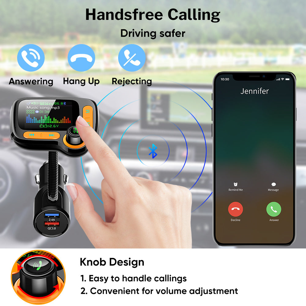 Car Bluetooth Multi-Function Player – Large Color Screen & QC 3.0 Fast Charging