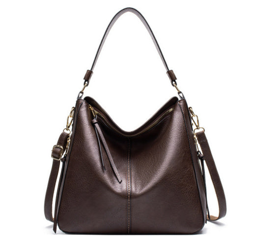 Women's Hobos Zipper Bucket Bag – Adjustable Shoulder Strap, High-Capacity PU Handbag
