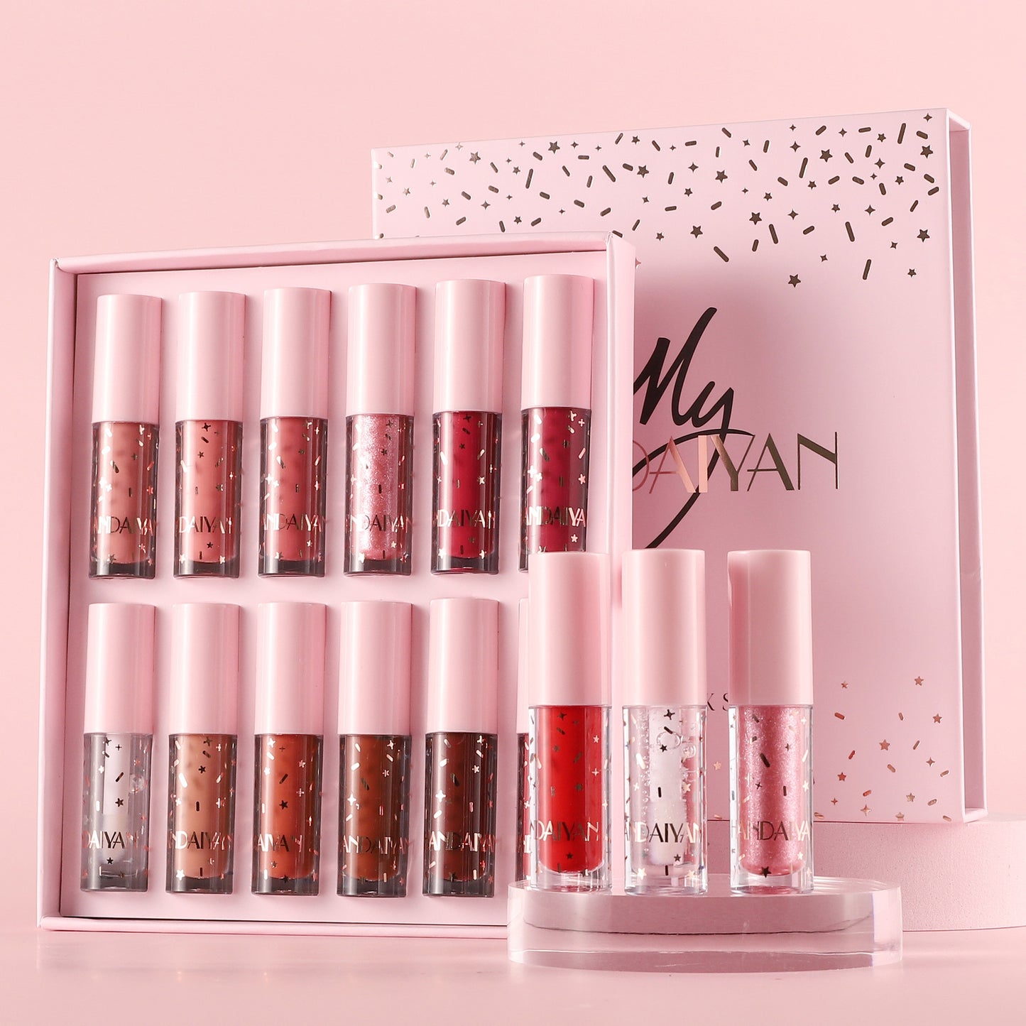 12-Color Lip Glaze Set – Waterproof, Non-Stick, Long-Lasting Finish