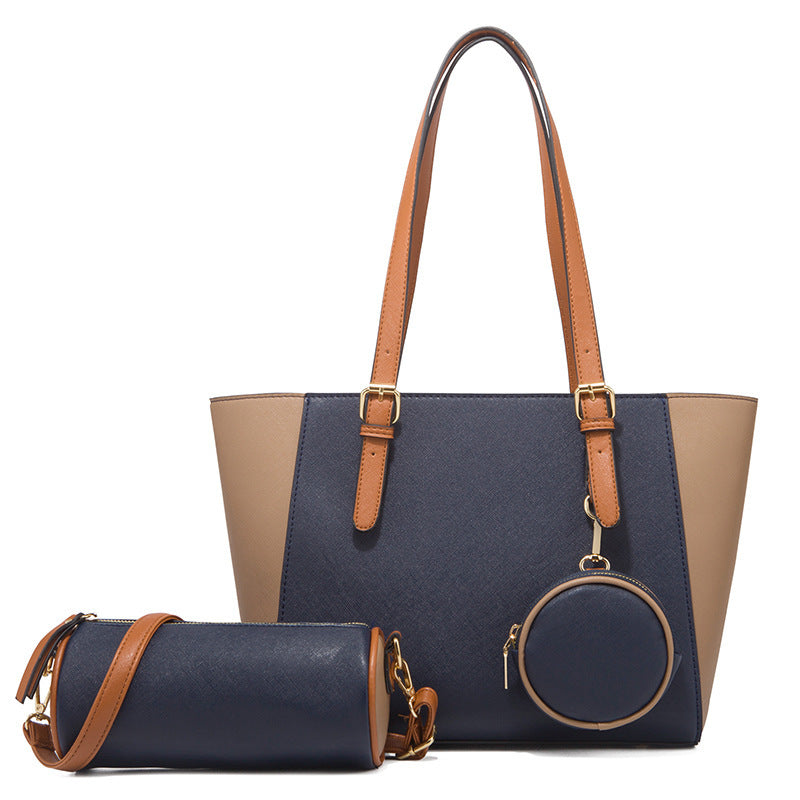 Three-in-One Saffiano PU Leather Shoulder Bag Set – Retro Elegance Edition