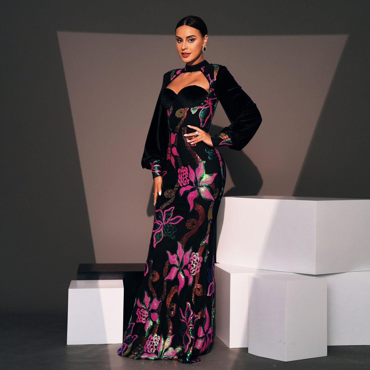 Long Sequined Evening Bridesmaid Dress for Women – Elegant High Waist Hip Skirt