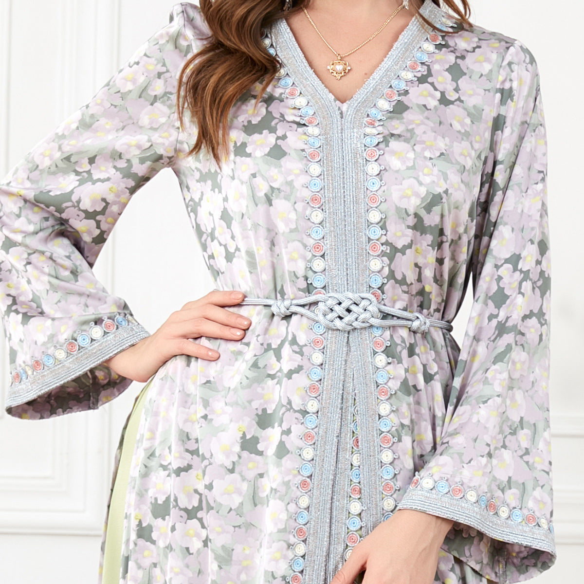 Women’s Fashion Patchwork Two-Piece Suit Dress – A-Line Long Skirt with V-Neck Collar