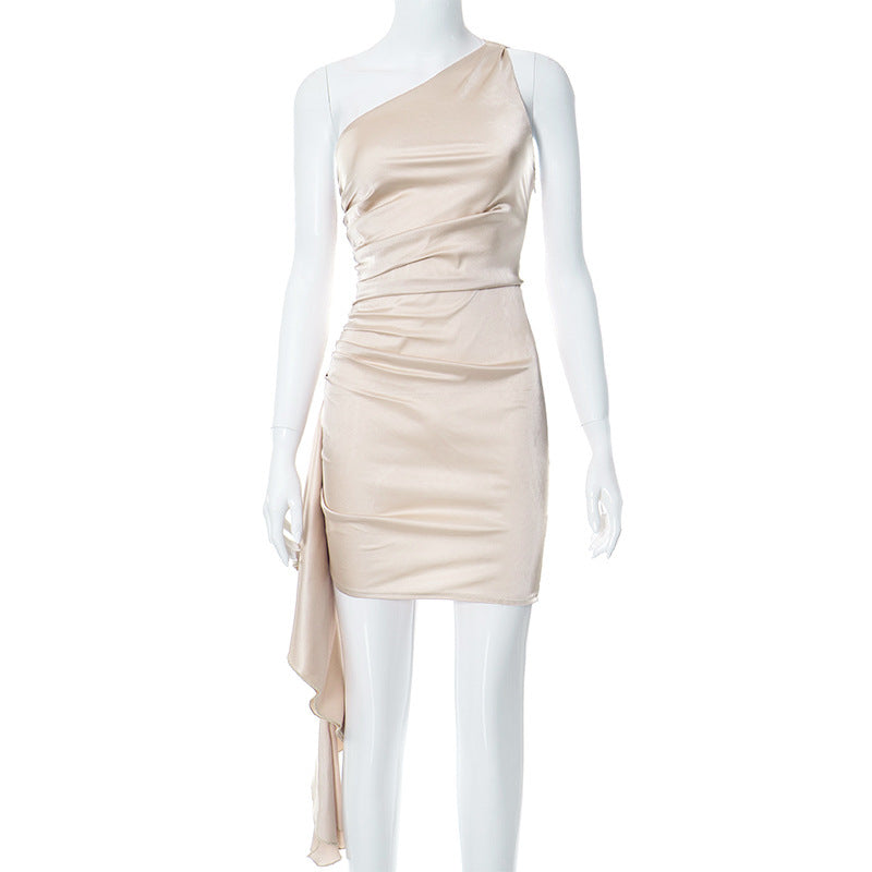 One-Shoulder Backless Mini Dress – Sexy Sleeveless Party Dress for Women