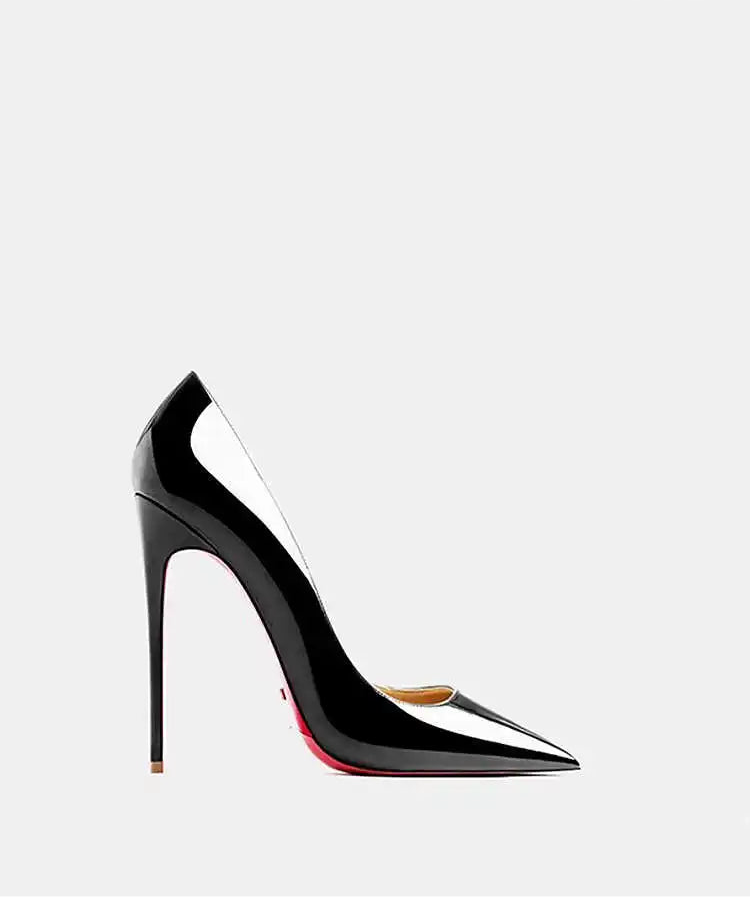 12cm (3) Women’s Patent Leather Pointed-Toe High Heels – 12cm Thin Heel