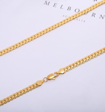 Trendy Unisex Geometric Snake Bone Chain Necklace — 5mm Thickness, Yellow & Silver