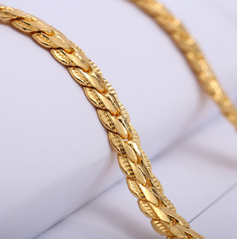 Trendy Unisex Geometric Snake Bone Chain Necklace — 5mm Thickness, Yellow & Silver
