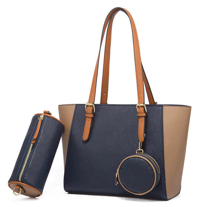 Three-in-One Saffiano PU Leather Shoulder Bag Set – Retro Elegance Edition