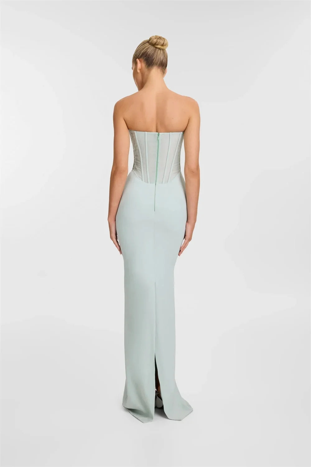 Mila Mint Green Strapless Mermaid Party Dresses Detachable Shawl Evening Dresses Floor-Length Satin Customized Prom Dresses 2025