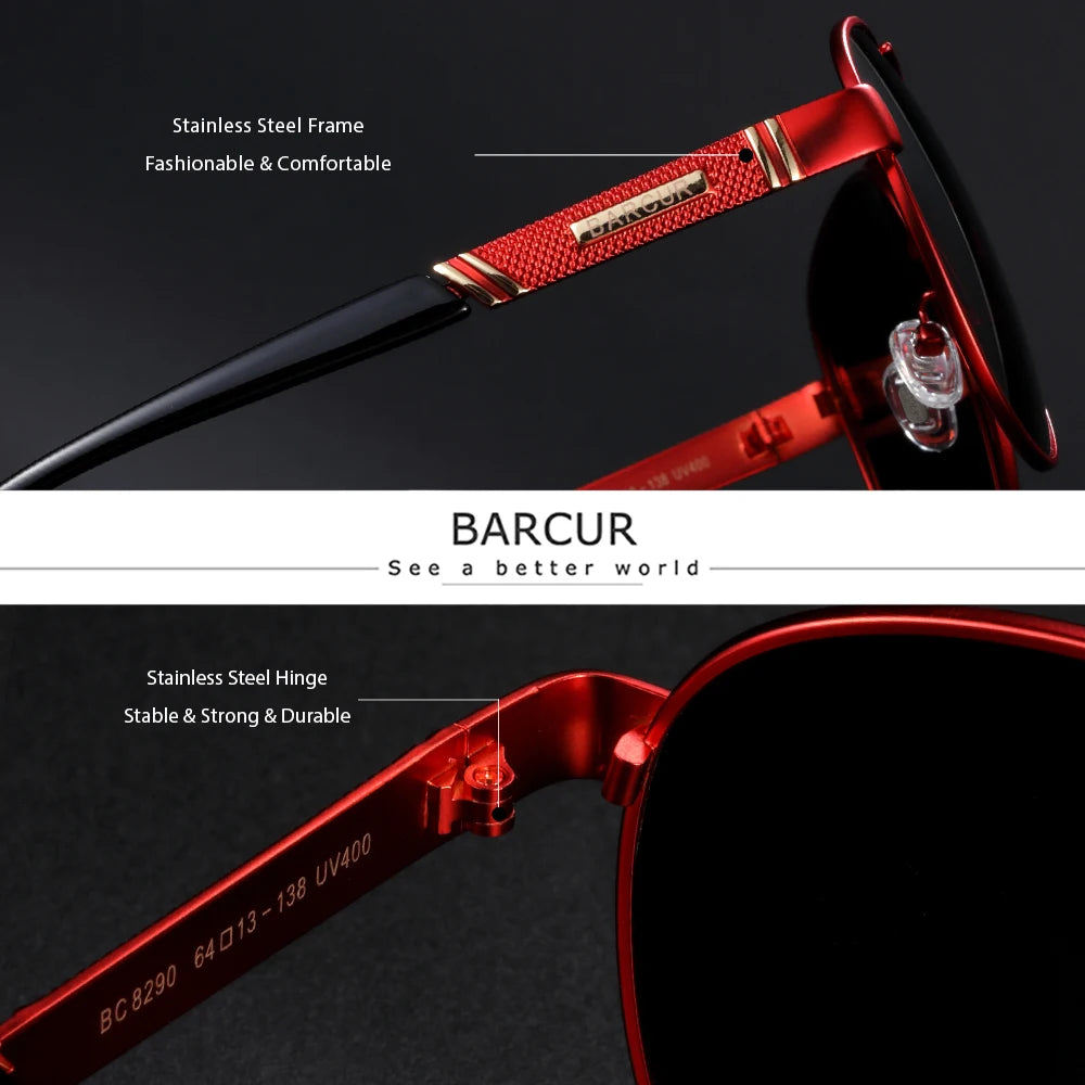BARCUR Pilot Design Fashion Men Sunglasses Polarized Ladies Sun Glasses UV400 Protection Women Sun Glasses