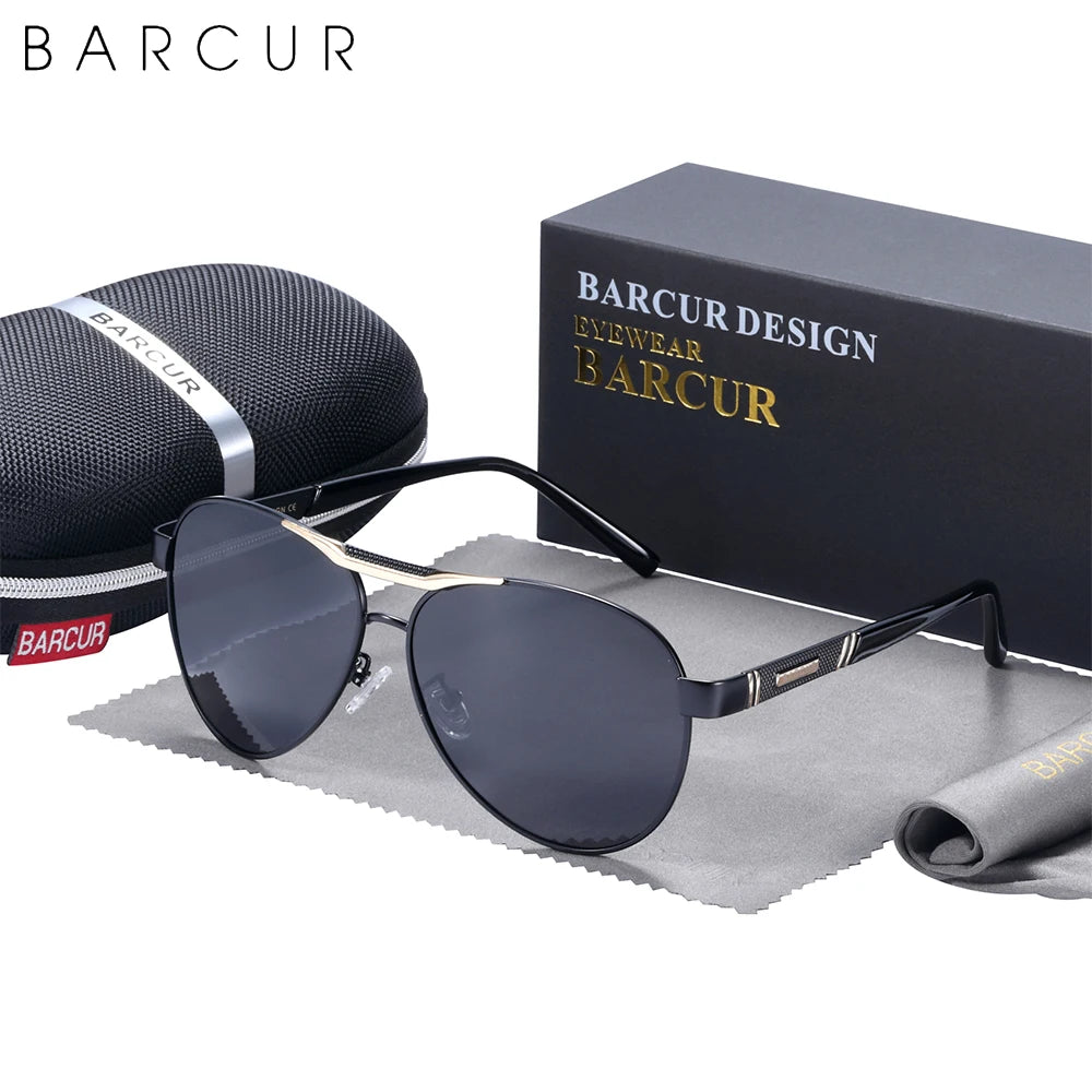 BARCUR Pilot Design Fashion Men Sunglasses Polarized Ladies Sun Glasses UV400 Protection Women Sun Glasses