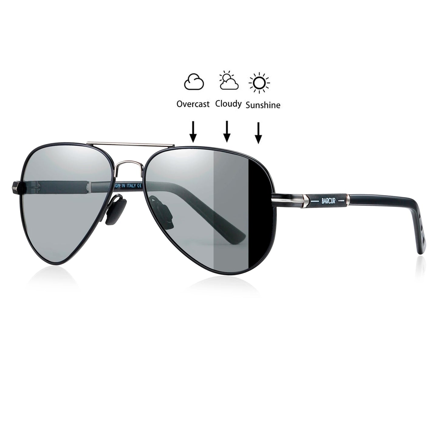 BARCUR Photochromic Polarized Sun glasses for Men Sunglasses Fishing Hiking Eyewear Oculos Gafas De Sol