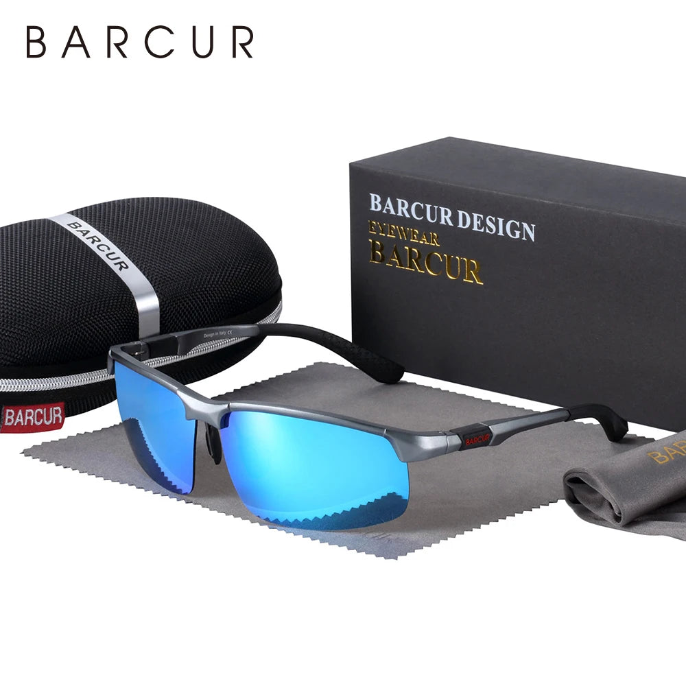BARCUR Sports Aluminium Sunglasses Men Polarized Man Sunglasses Brand Driving Eyewear