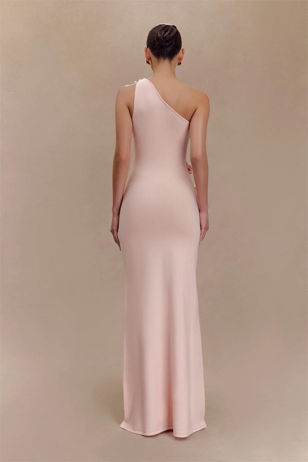 Mila Pink One Shoulder Mermaid Party Dresses 3D Flower Sheath Evening Dresses Floor-Length Elegant Customized Prom Dresses