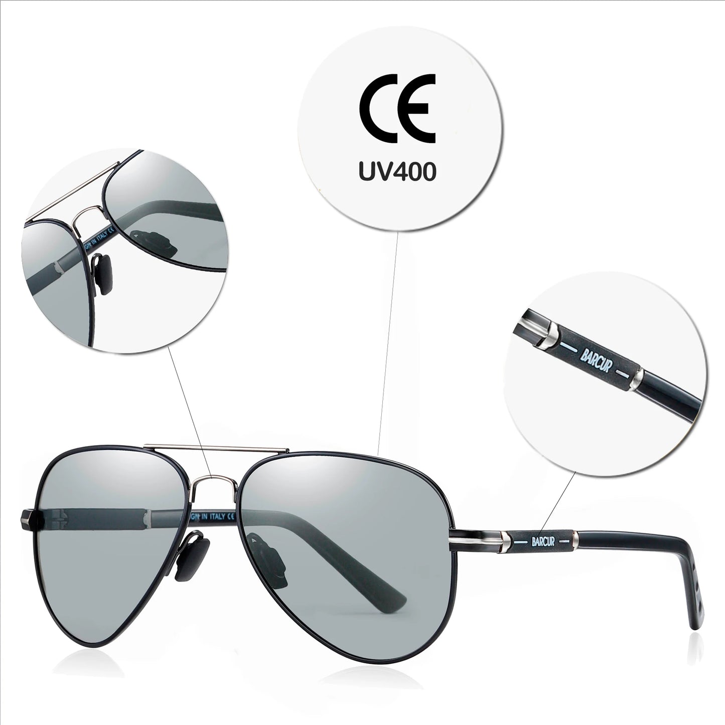 BARCUR Photochromic Polarized Sun glasses for Men Sunglasses Fishing Hiking Eyewear Oculos Gafas De Sol