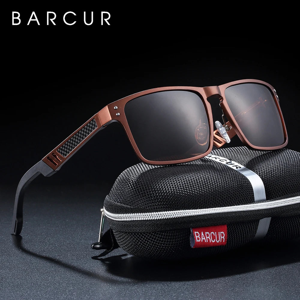 BARCUR Aluminium Magnesium Sunglasses Square Men Sunglasses Polarized Male Sun glasses Women Sport Eyewear Oculos de sol