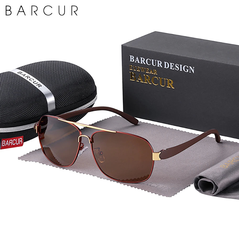 BARCUR Polarized Men Sun Glasses For Driving Durable Sunglasses Eyewear UV400 Gafas Oculos De Sol