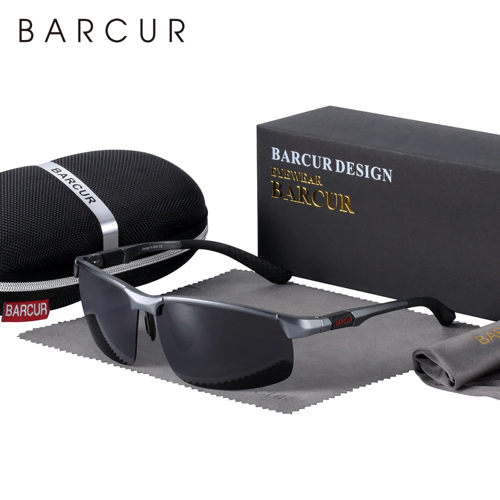 BARCUR Sports Aluminium Sunglasses Men Polarized Man Sunglasses Brand Driving Eyewear
