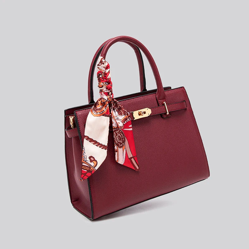 Show 2025 Handbag with Scarf Decor and Metal Clasp High Quality for Evening Parties & Banquets